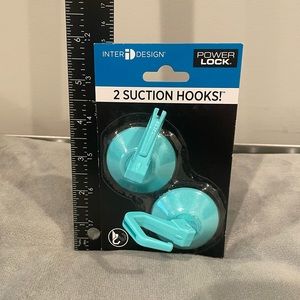 inter design suction cups with hooks power lock teal